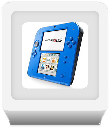 image similar to a ds home screen with a picture of a nintendo 2ds inside of a white box icon
